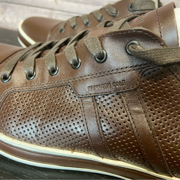 Kenneth Cole New York Men's Right On Cue Sneakers Brown Leather Lace Up Size 11 - Picture 9 of 15